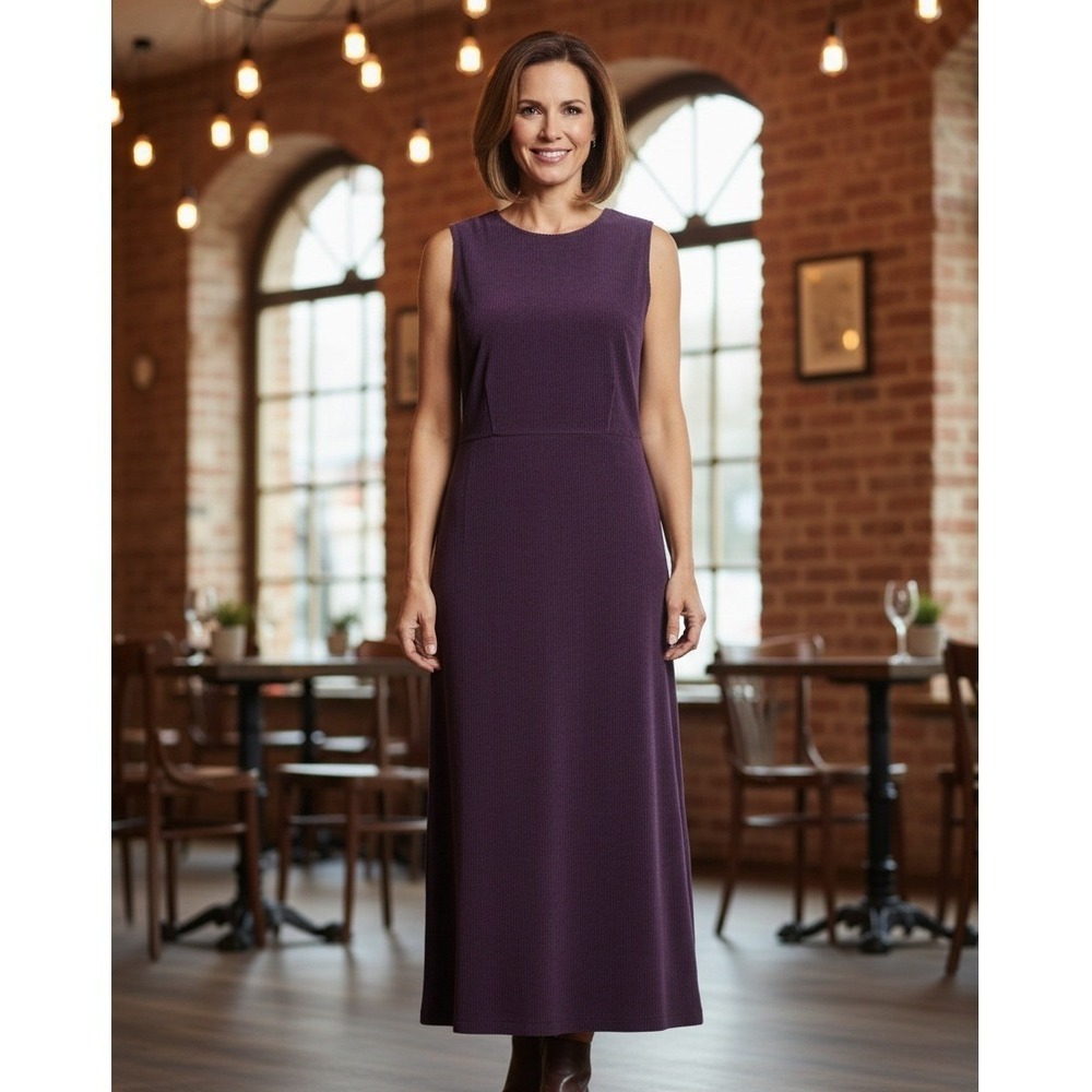 Kindred Spirit Maxi Dress Womens Sz S Plum Purple Corduroy Sleeveless Minimalist